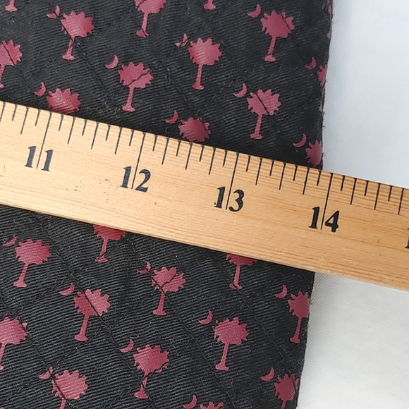 Quilted purse, garnet & black w/ palmetto trees, SC, USC, zip pocket inside - Picture 6 of 8